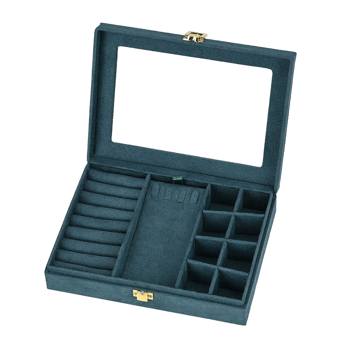 Velvet Jewellery Box With Transparent Window - 8-Slots with Removable Tray 7801785 0
