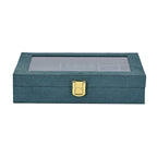Velvet Solid Colour Jewellery Box with Transparent Window (Size 20x15x5 cm) - Dark Aquamarine