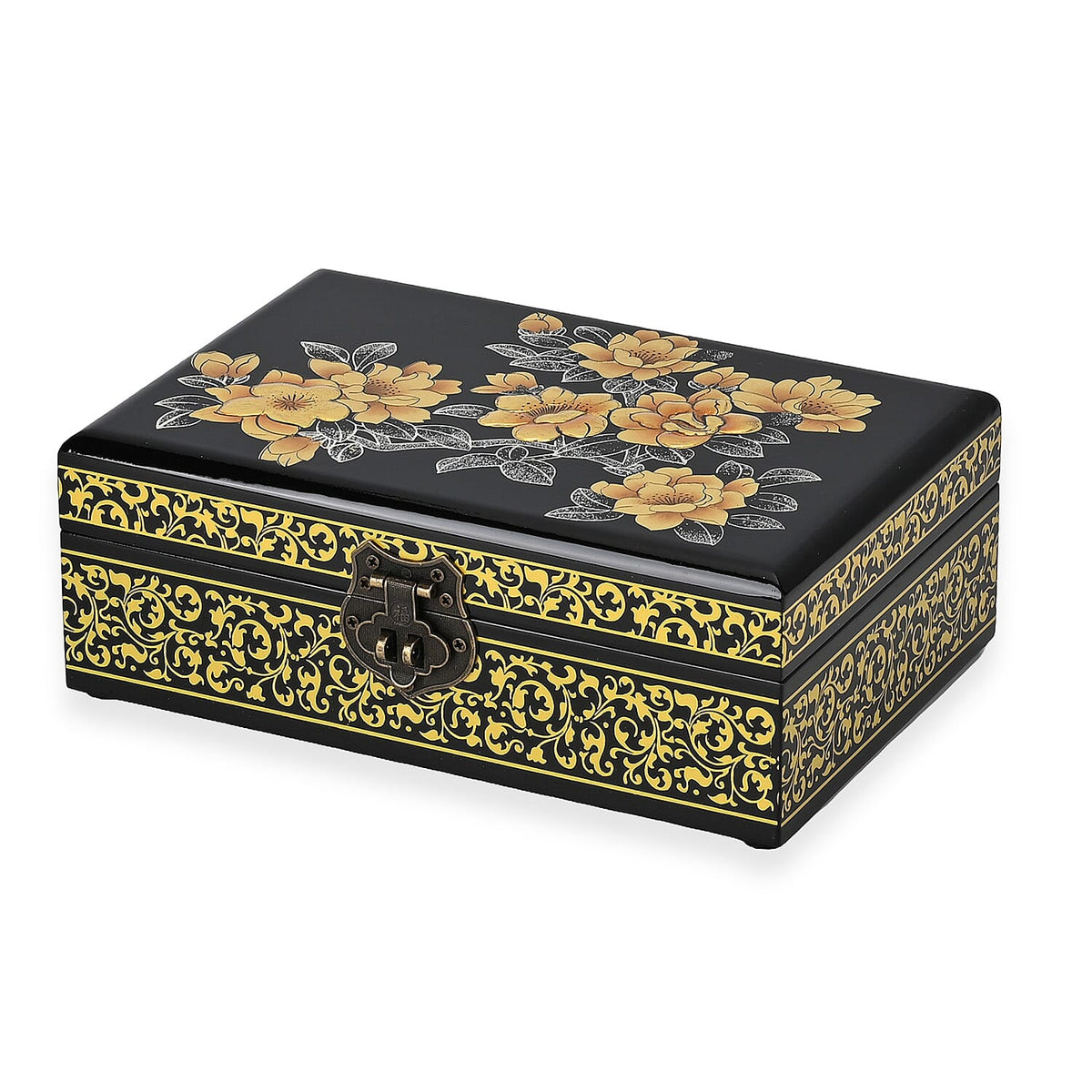 Hand-Painted Begonia Pattern Jewellery Box with 2 Layers 7801407 3