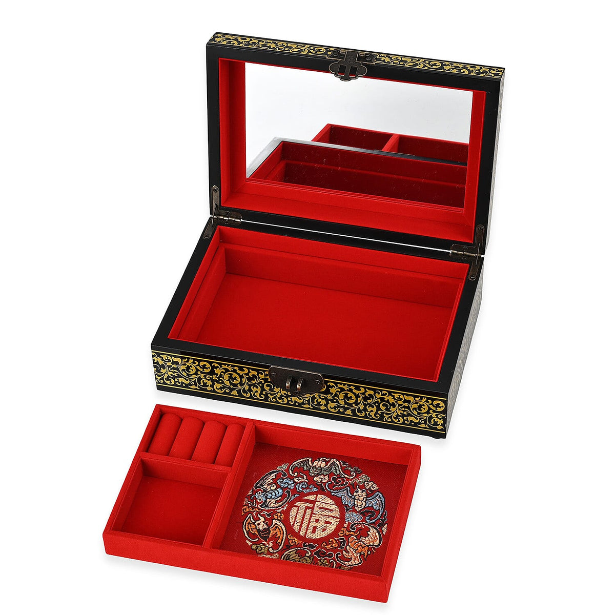 Hand-Painted Begonia Pattern Jewellery Box with 2 Layers 7801407 5