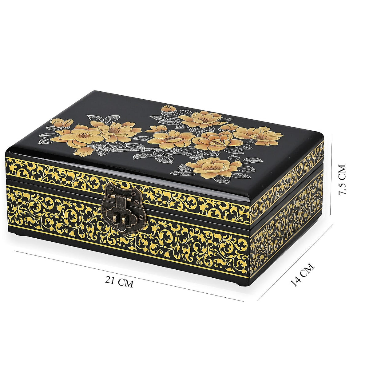 Hand-Painted Begonia Pattern Jewellery Box with 2 Layers 7801407 7
