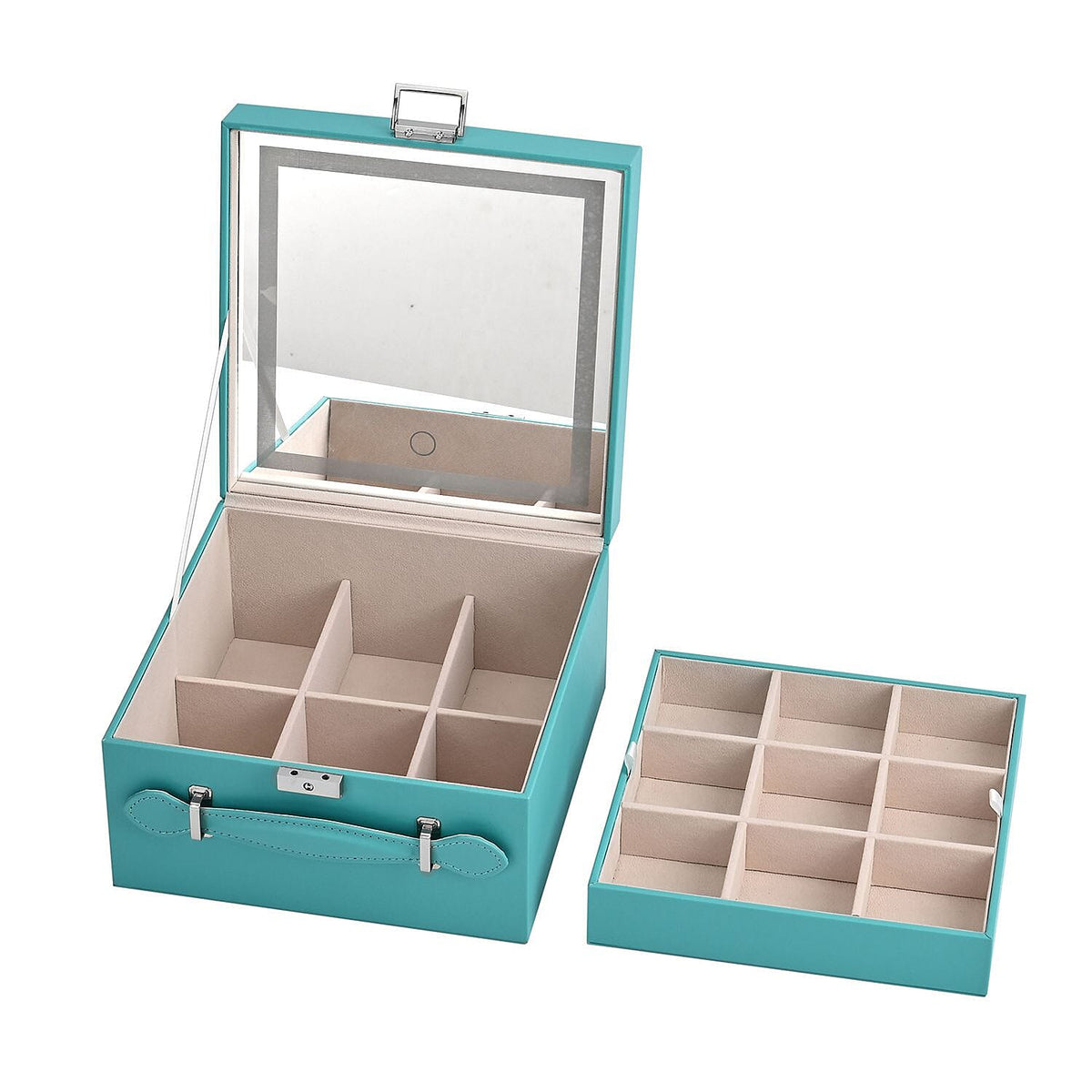 LIQUIDATION DEAL - Multi-Purpose Vanity Box with LED Mirror - Turquoise 7616003 5