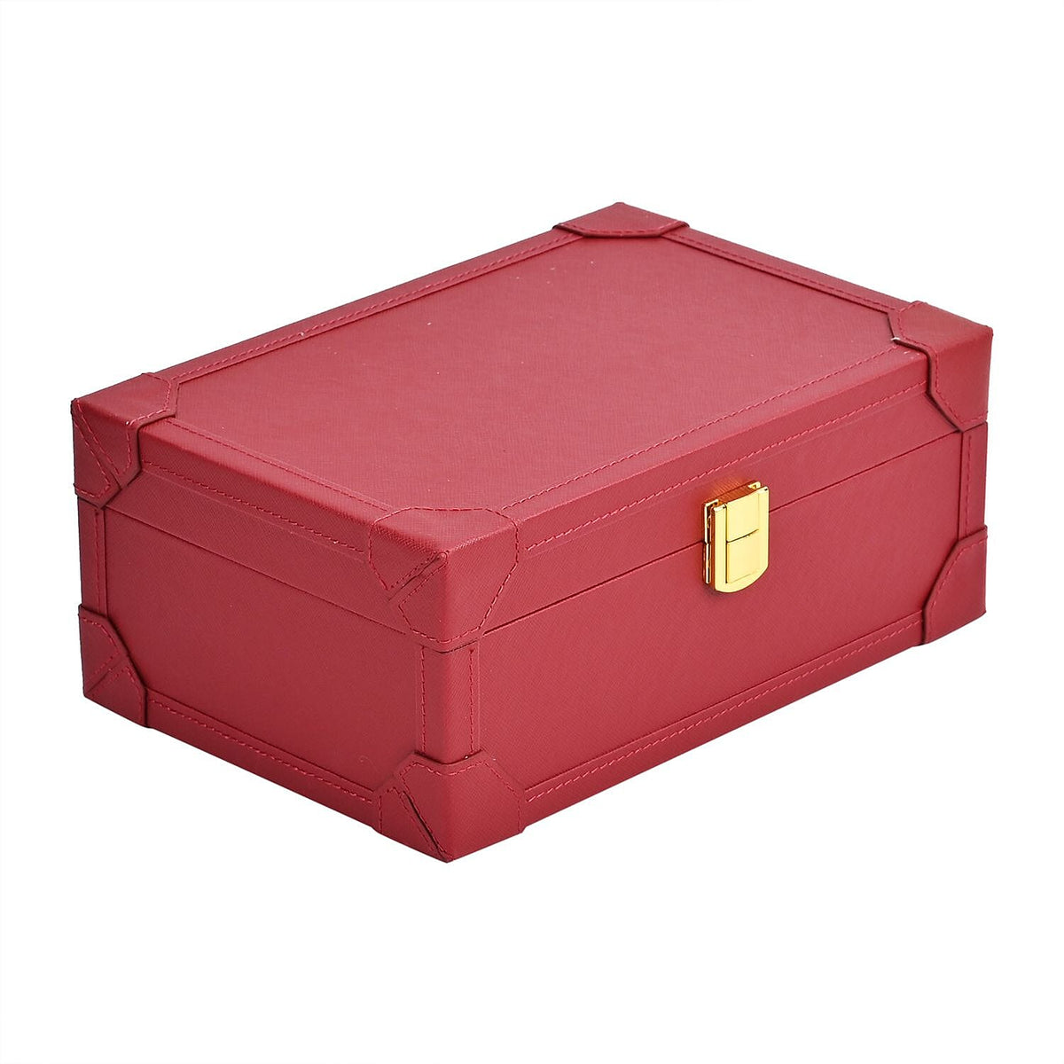 LED Light Mirror Jewellery, Watch or Beauty Vanity Box (Size 24x16x10 cm) - Burgundy 7616033 2
