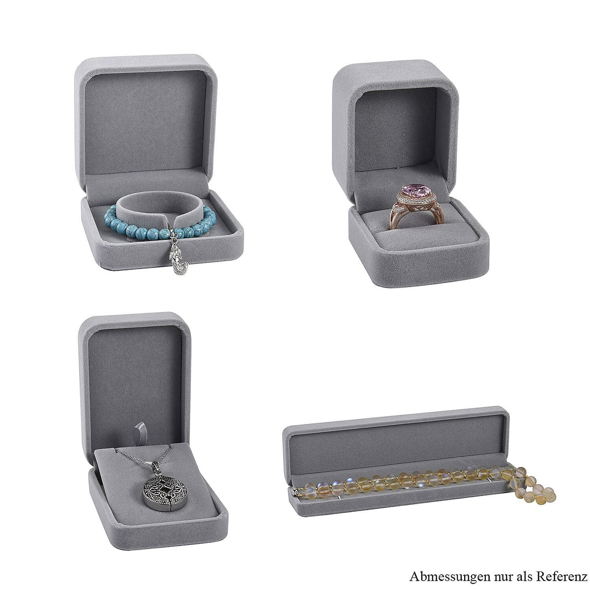 Velvet Jewellery Box (Inc. Ring Box, Pendant Box, Bracelet Box and Long Chain Box) - Set of 4 7746341 5