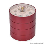 Patterned  4 Layer Stackable Jewellery Organiser (Size 15x15x16 cm) - Wine Red