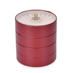 Patterned  4 Layer Stackable Jewellery Organiser (Size 15x15x16 cm) - Wine Red