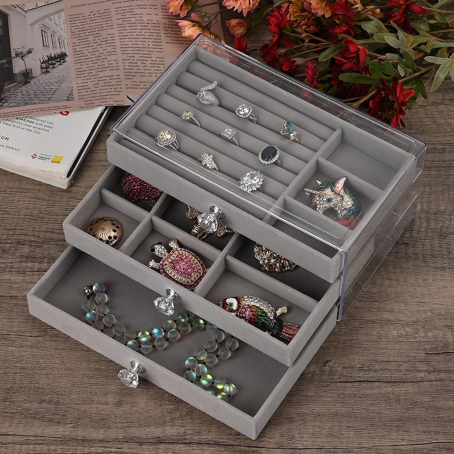 Patterned Jewellery Organiser (Size 23x13x10 cm) - Gray &amp; Gray 7801055 2