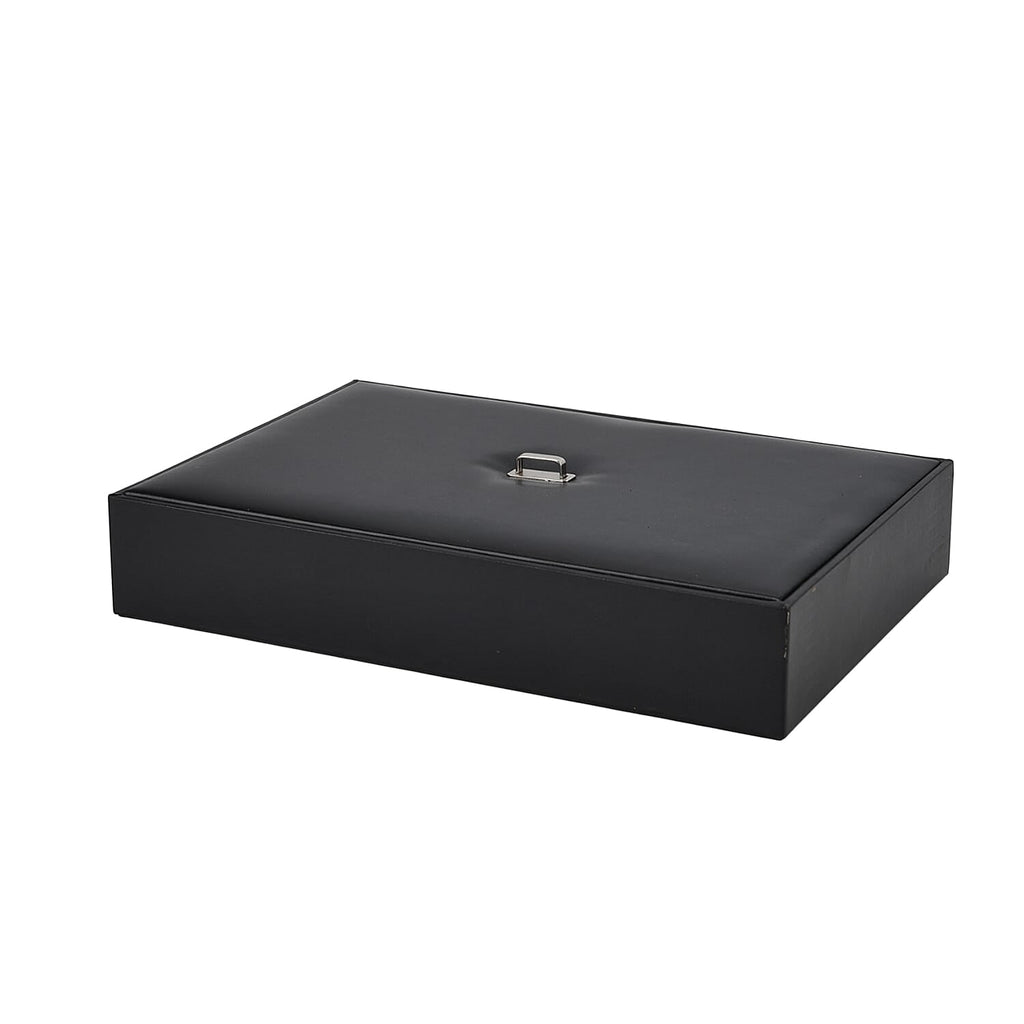 Desk Organizer with 6 Compartments & Lid (32x22.5x6 cm) - Black