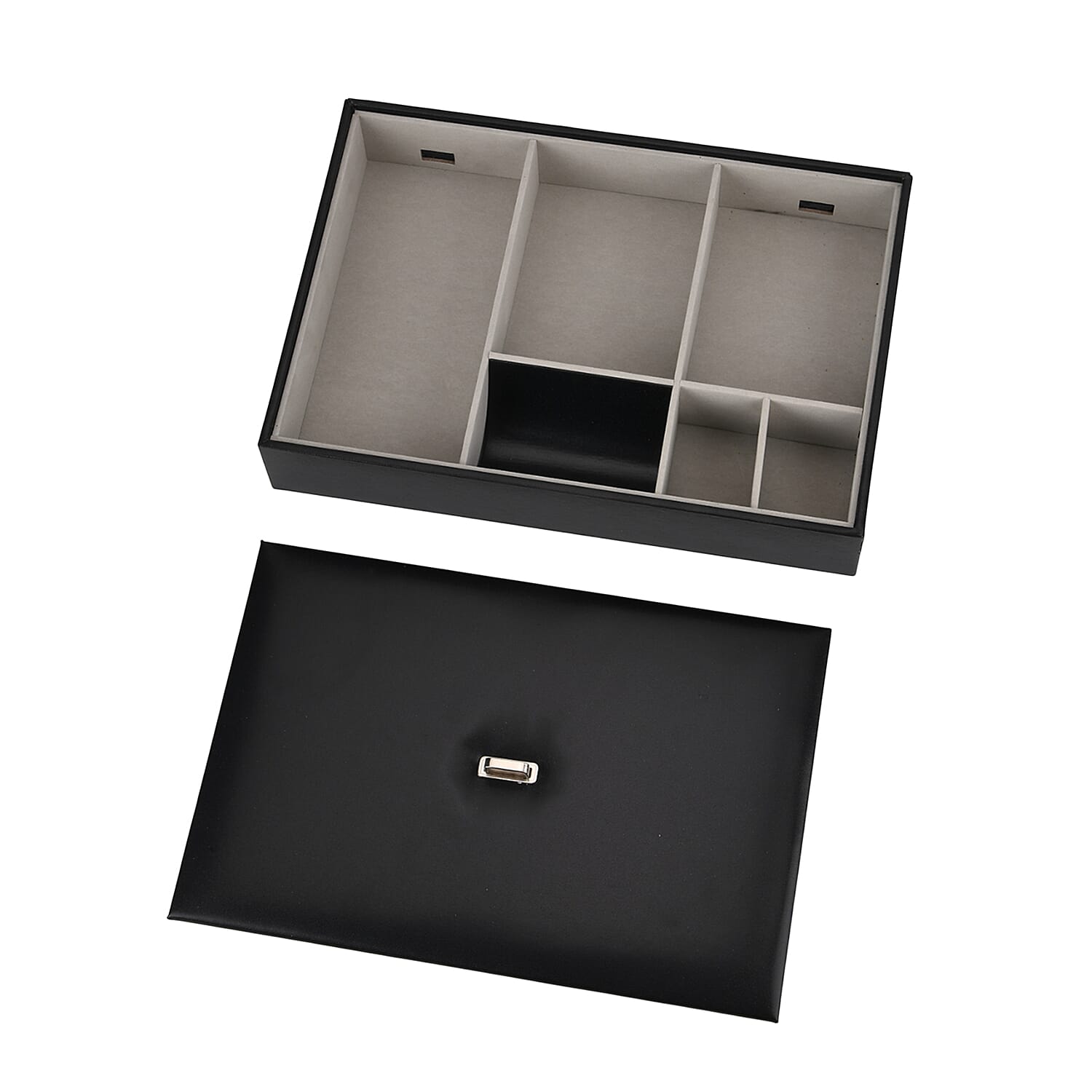Desk Organizer with 6 Compartments &amp; Lid (32x22.5x6 cm) - Black 8358223 5