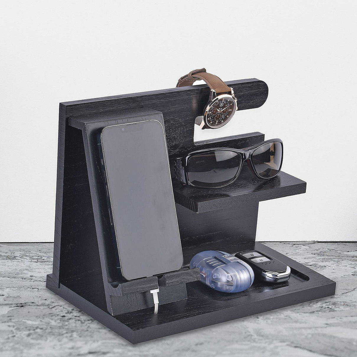 Wooden phone docking station and desk organizer - (Size 25x15x19 cm) 7568912 2