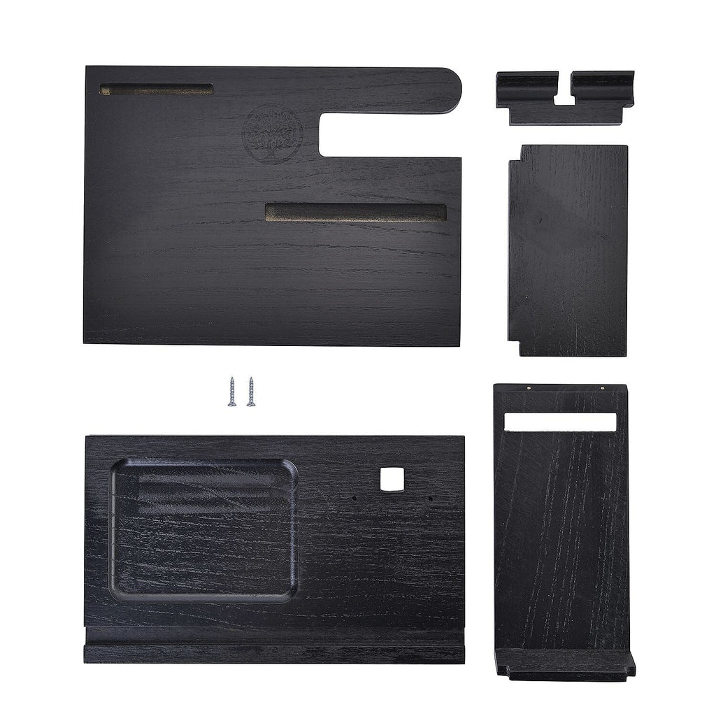Wooden Phone Docking Station & Desk Organizer (25x15x19 cm) - Black