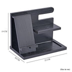 Wooden Phone Docking Station & Desk Organizer (25x15x19 cm) - Black