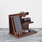 Wooden Phone Docking Station & Desk Organizer (25x15x19 cm) - Dark Brown