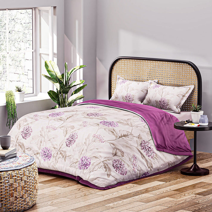 4 Seasons Luxury Bedding Collection - Set of 3 Flower Printed Lightweight Quilt With Silk Touch and Matching Pillowcases (Size Double) 7983172 1