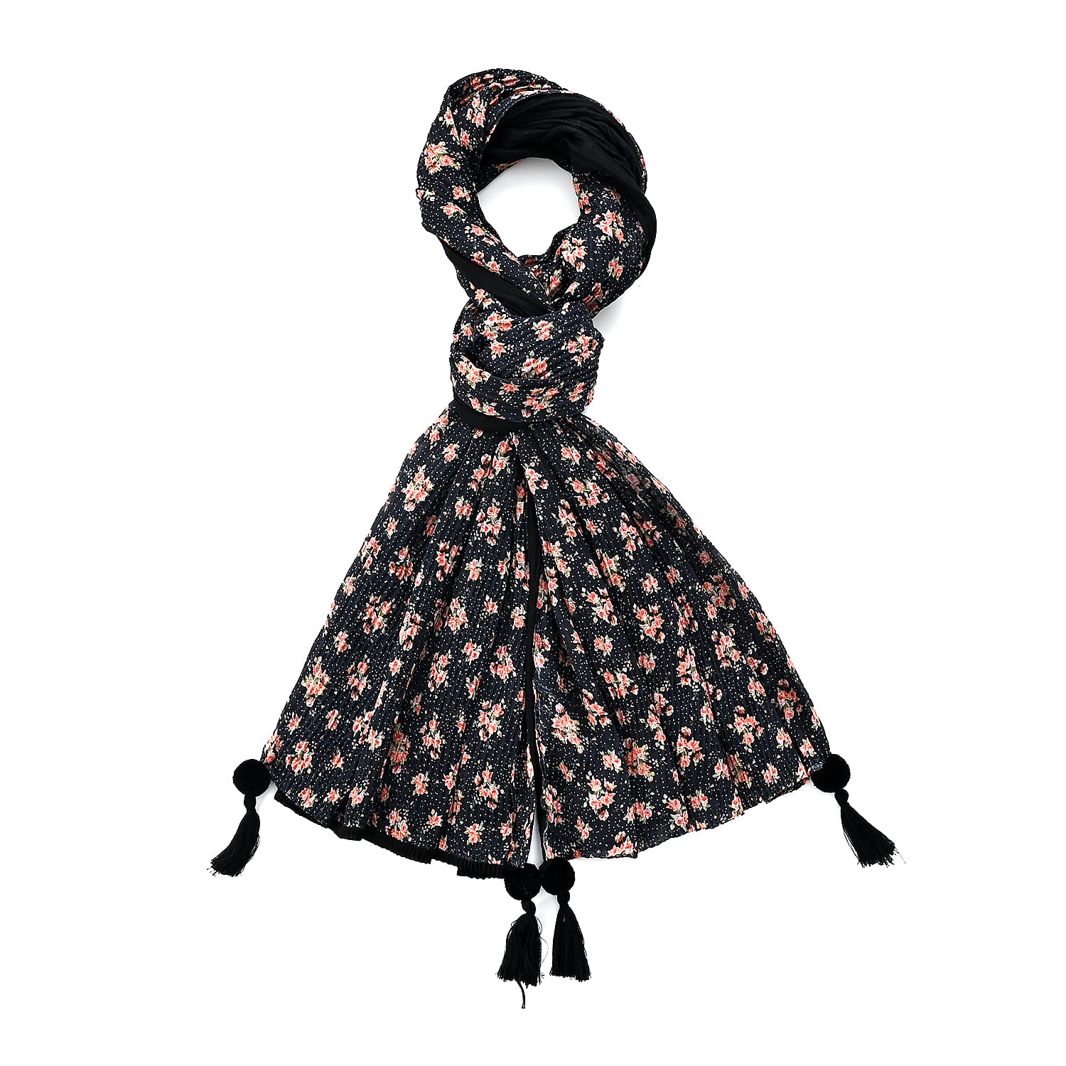 Limited Collection Reversible Floral Shawl (70 x 180 cm) - Black V32530629 0