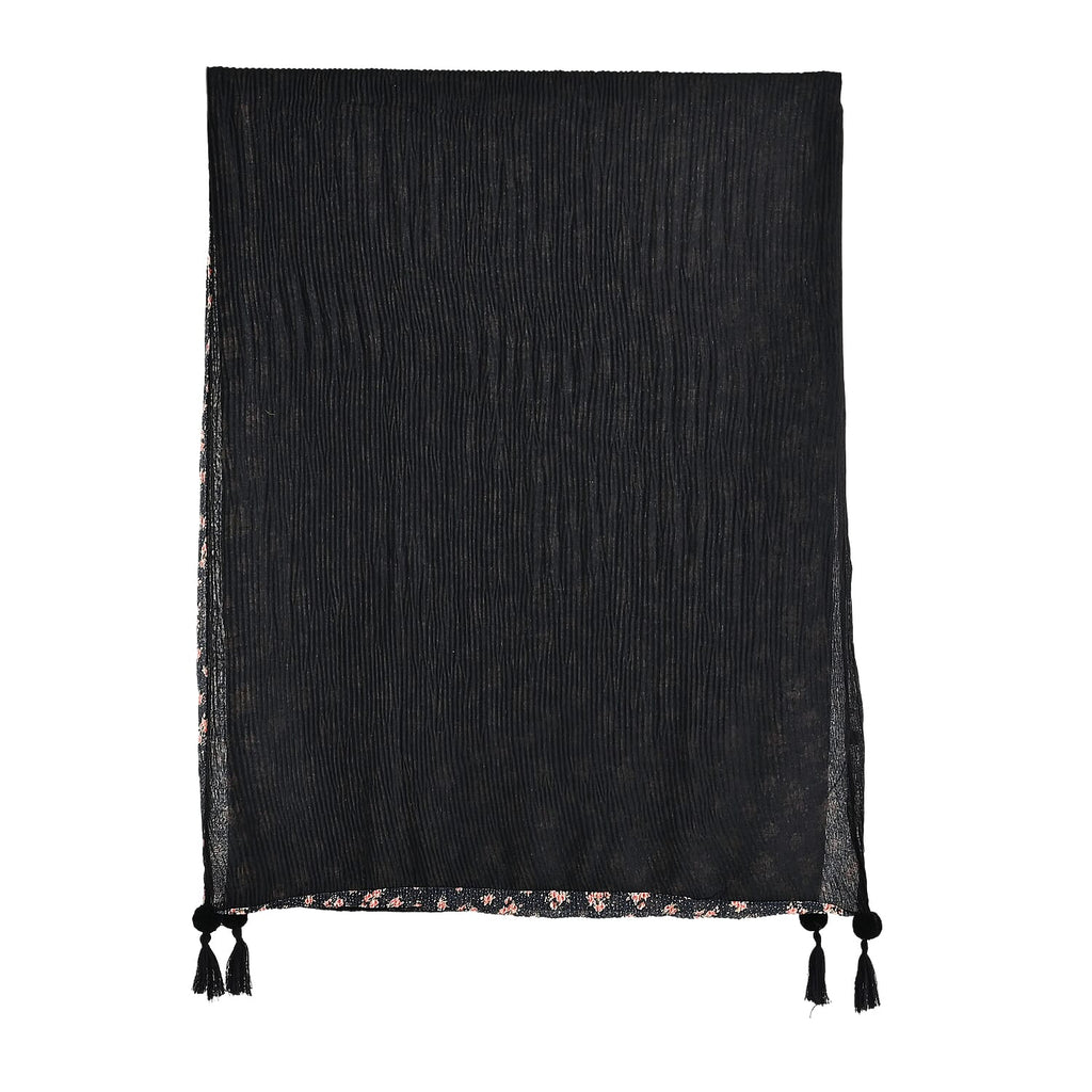 Limited Collection Reversible Floral Shawl (70 x 180 cm) - Black