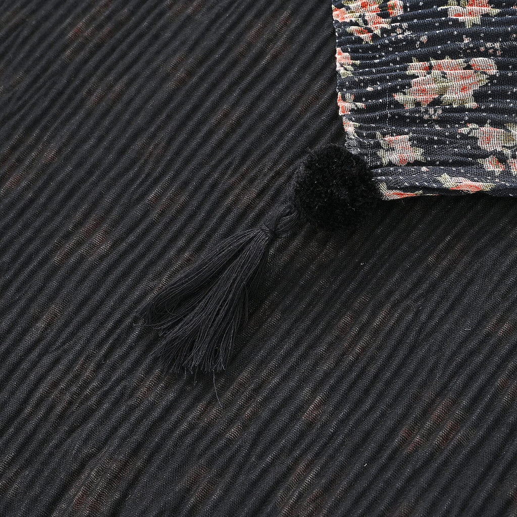 Limited Collection Reversible Floral Shawl (70 x 180 cm) - Black