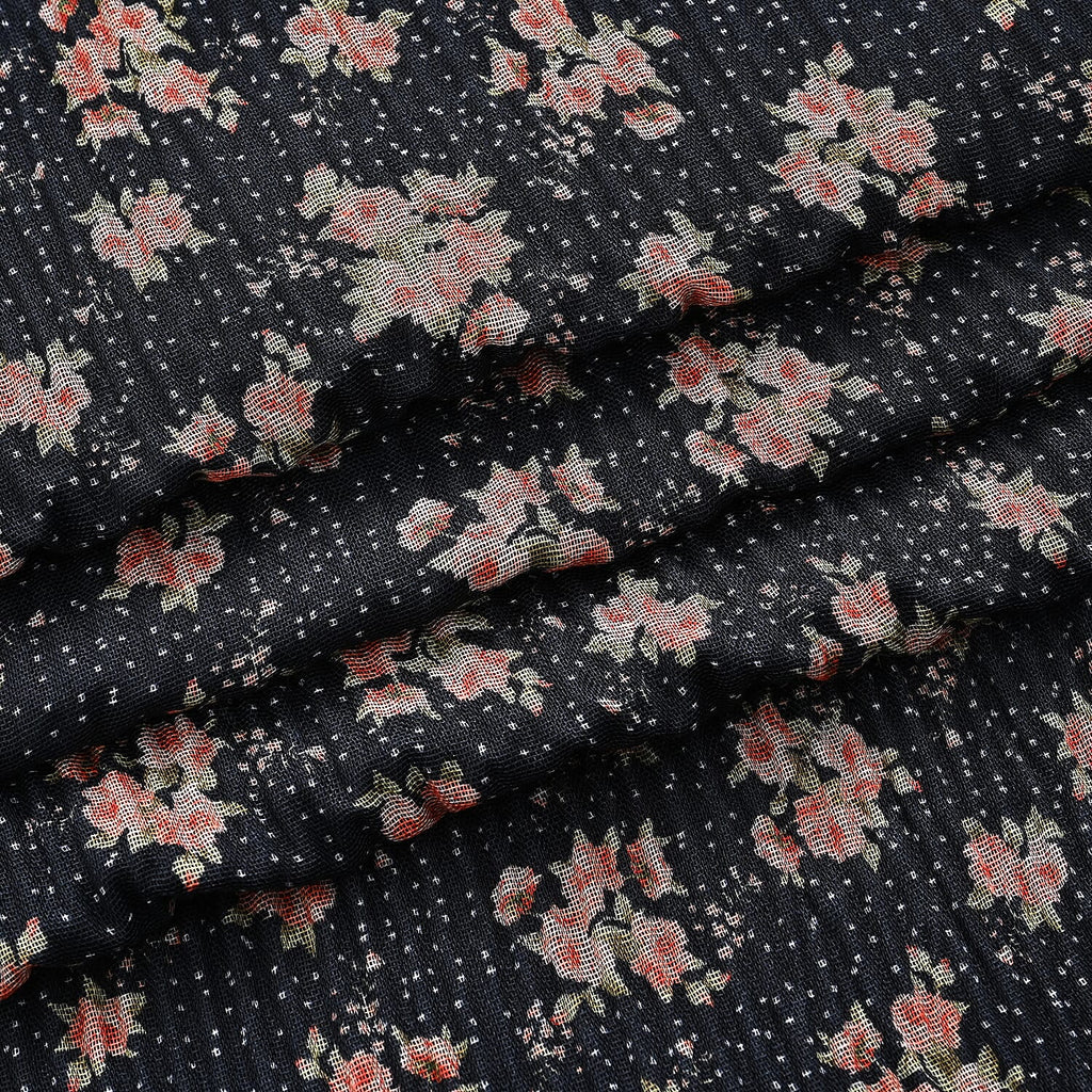 Limited Collection Reversible Floral Shawl (70 x 180 cm) - Black