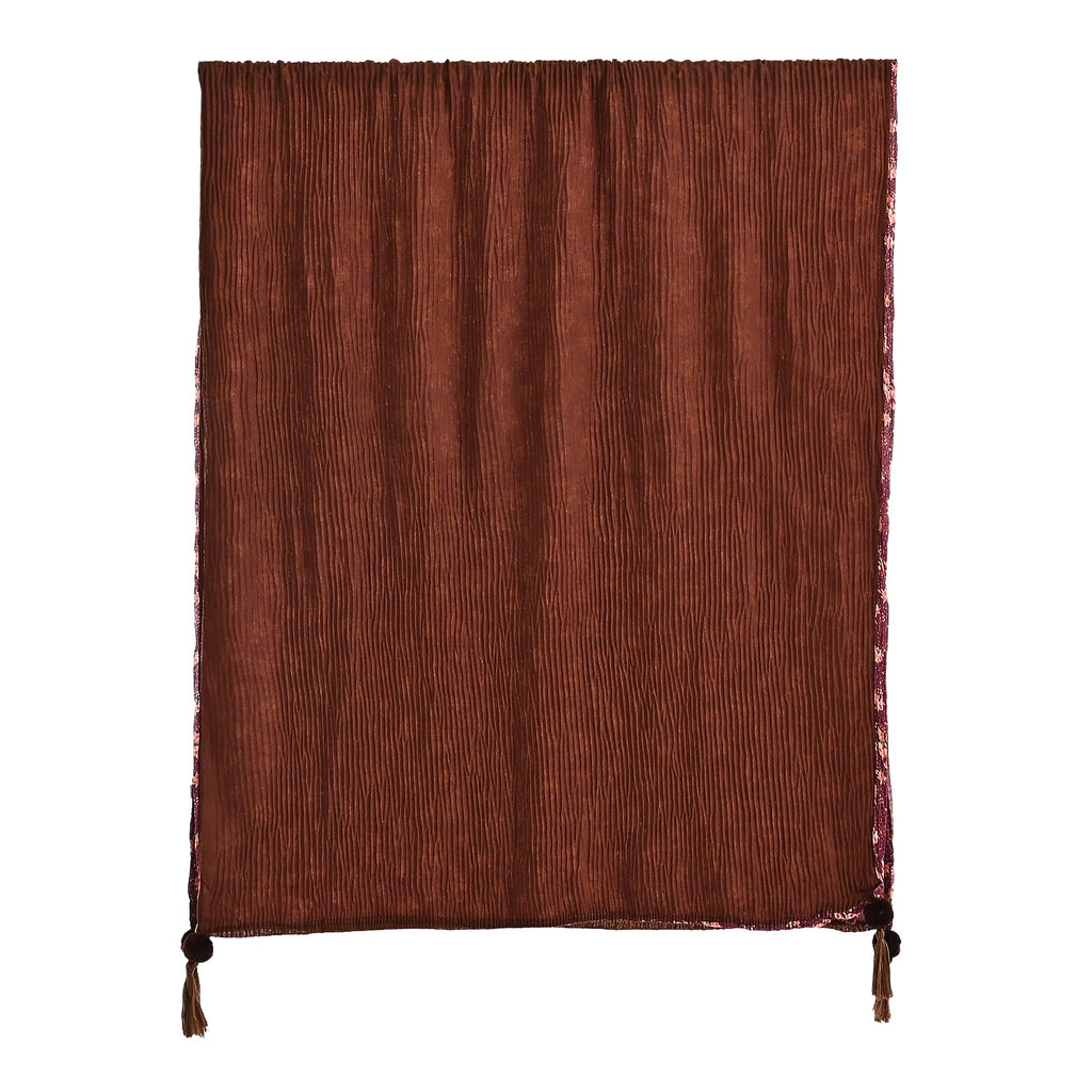 Limited Collection Reversible Floral Shawl (70 x 180 cm) - Dark Purple & Brown