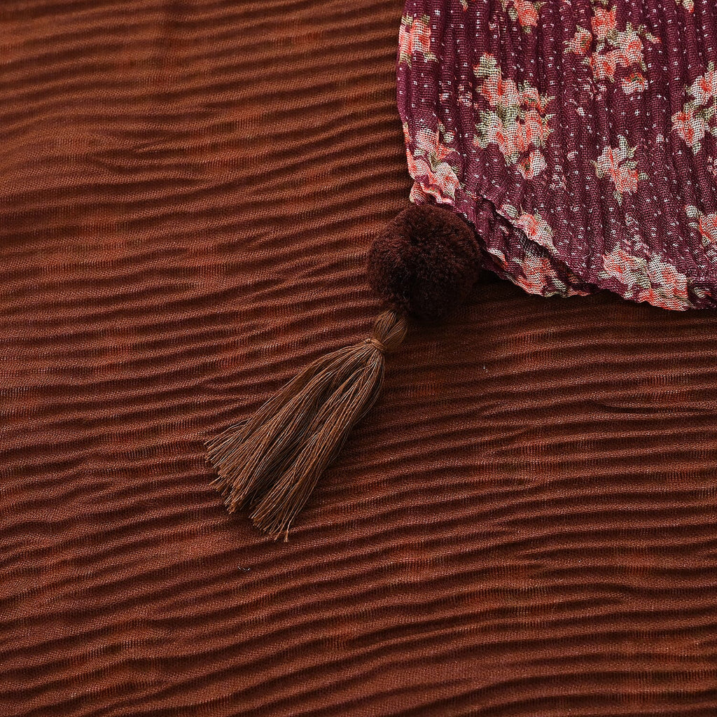 Limited Collection Reversible Floral Shawl (70 x 180 cm) - Dark Purple & Brown