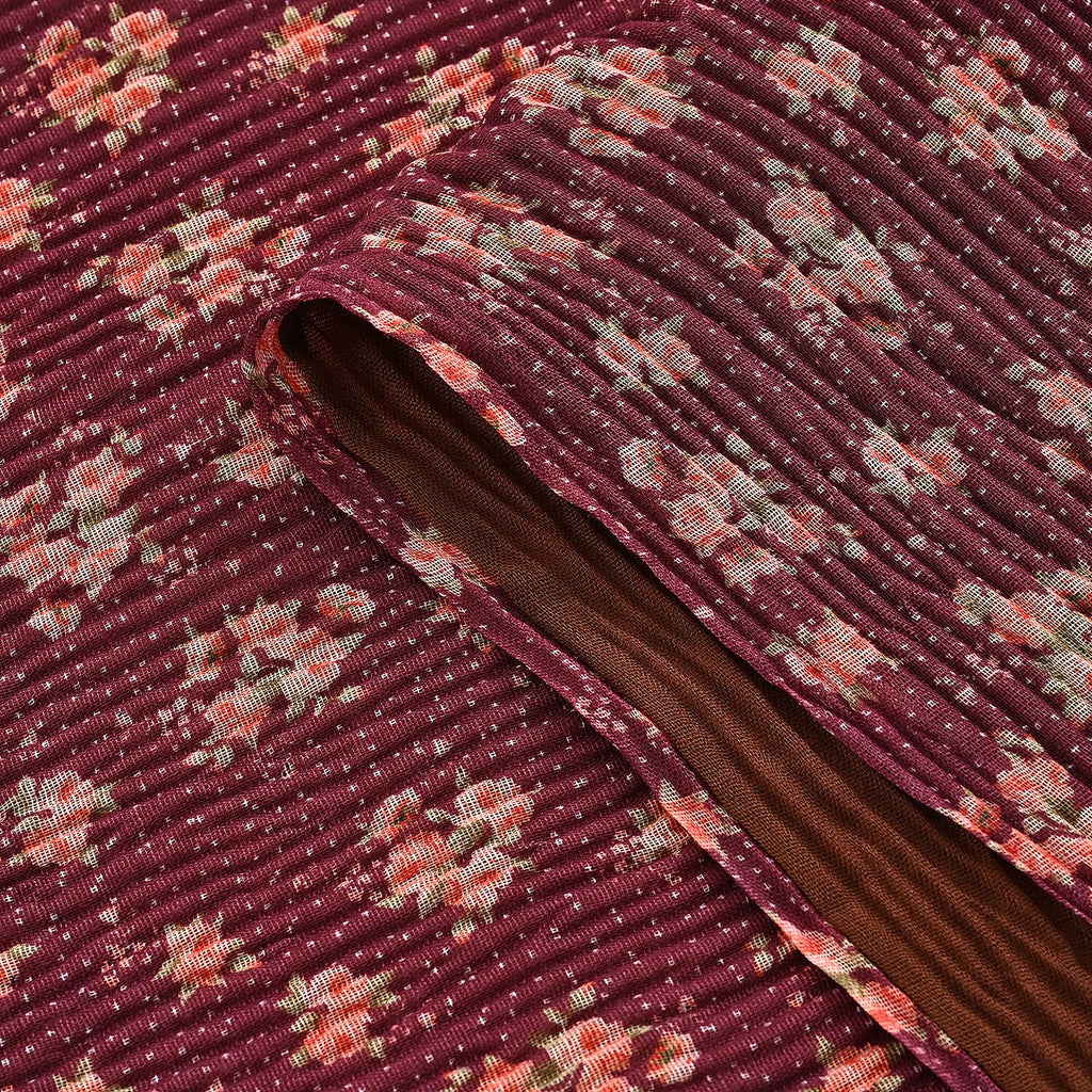 Limited Collection Reversible Floral Shawl (70 x 180 cm) - Dark Purple & Brown