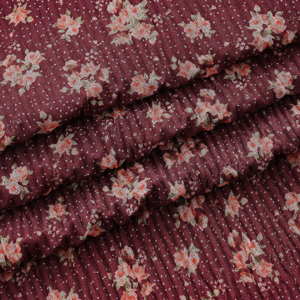 Limited Collection Reversible Floral Shawl (70 x 180 cm) - Dark Purple & Brown