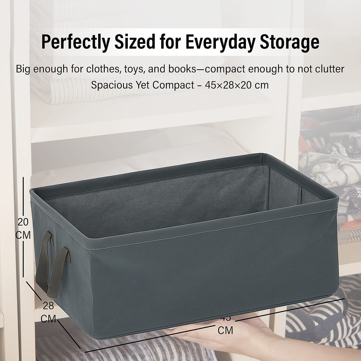 Set of 2- Collapsible Storage Box (Size 45x28x20cm) - Grey 8055186 3