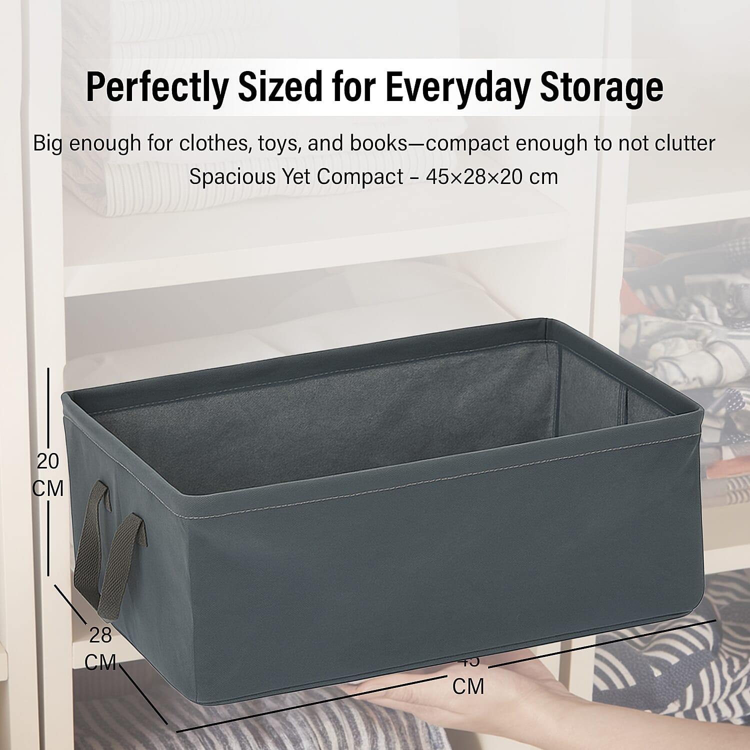 Set of 2- Collapsible Storage Box (Size 45x28x20cm) - Grey 8055186 3