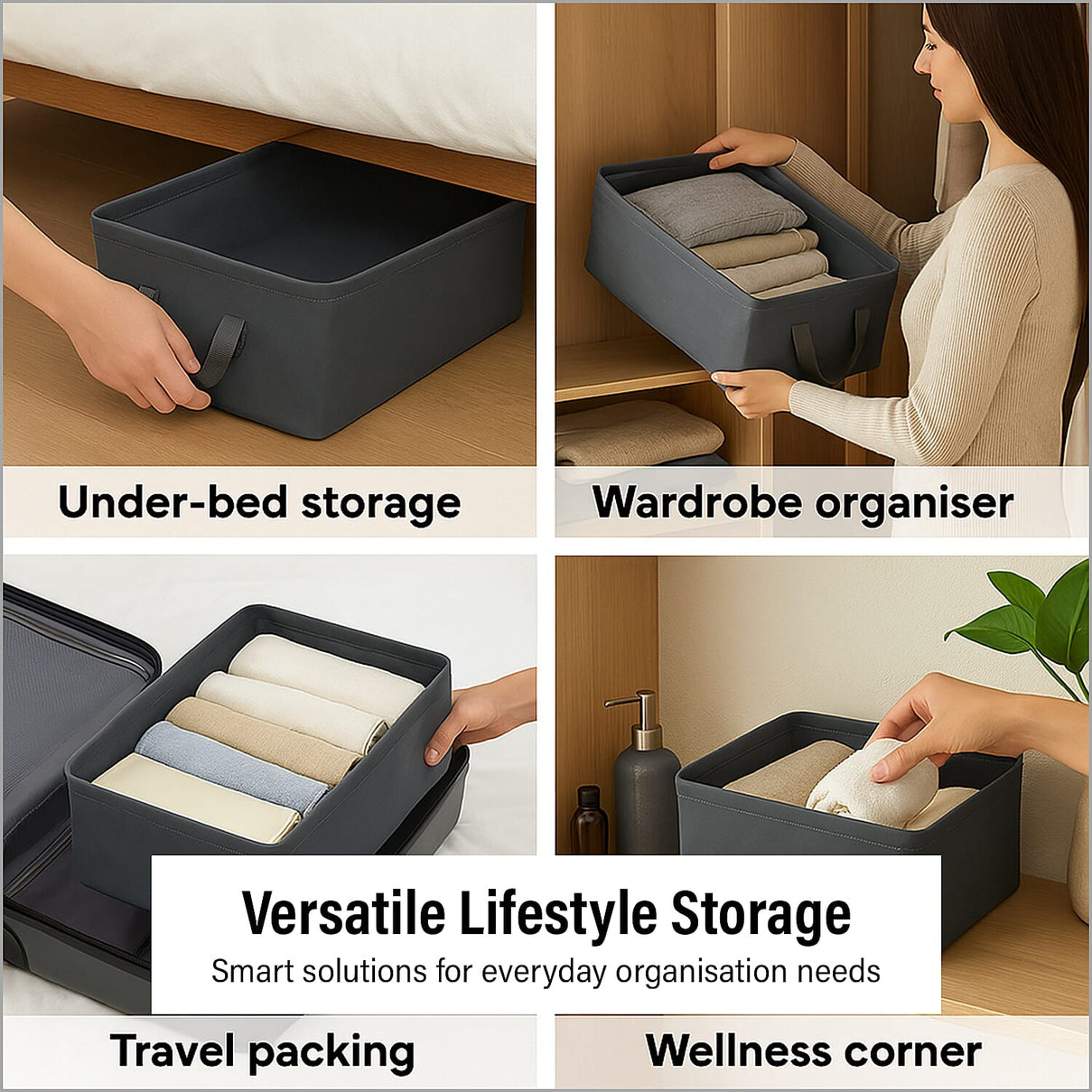 Set of 2- Collapsible Storage Box (Size 45x28x20cm) - Grey 8055186 4
