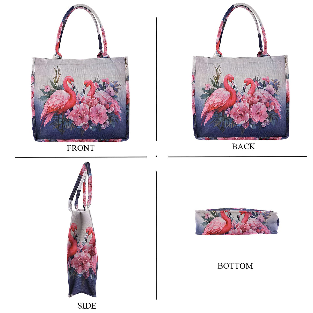 Set of 2 - Swan &amp; Flower Print RFID Blocking Tote Bag &amp; Cellphone Purse - Pink &amp; Multi 8479547 5