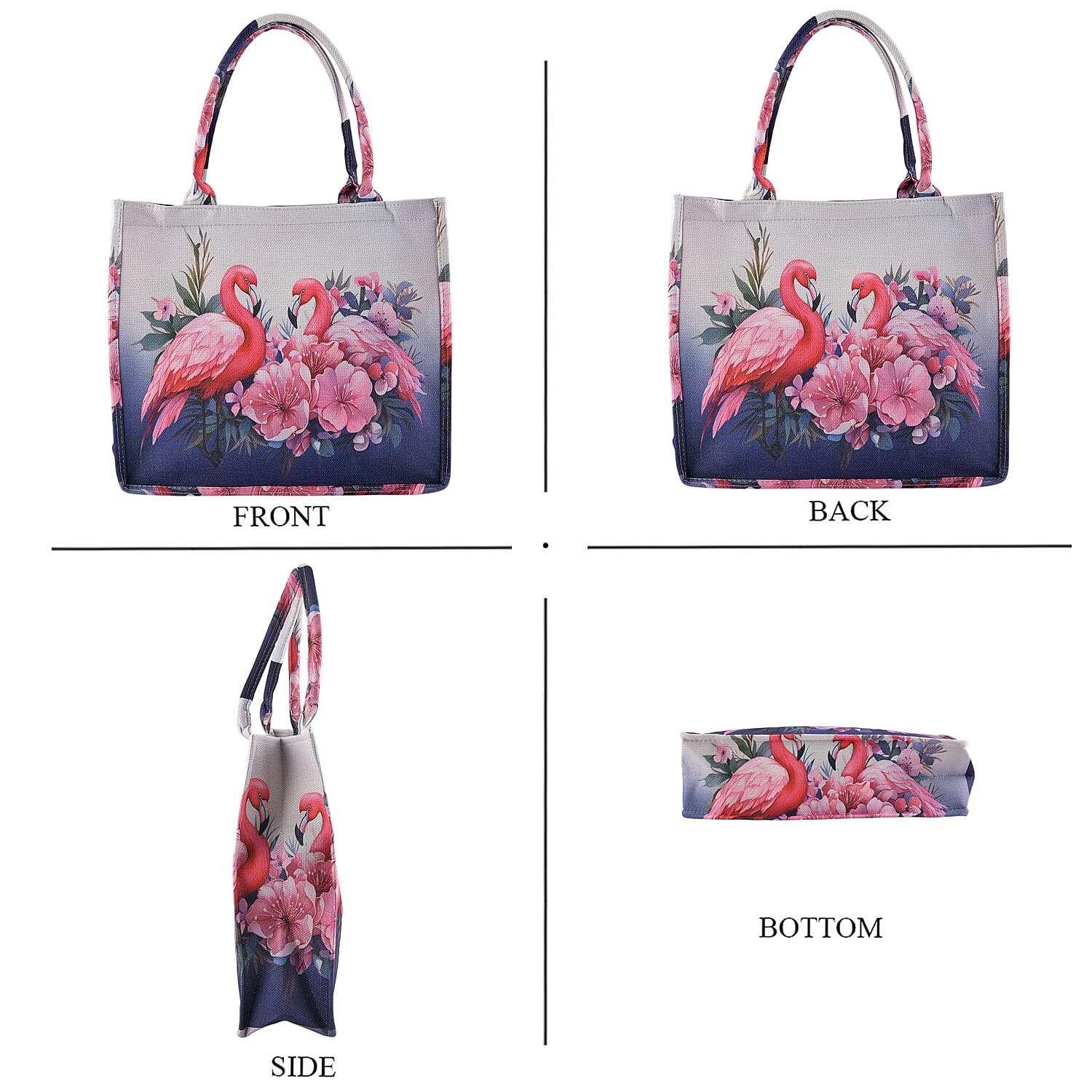 Set of 2 - Swan &amp; Flower Print RFID Blocking Tote Bag &amp; Cellphone Purse - Pink &amp; Multi 8479547 5