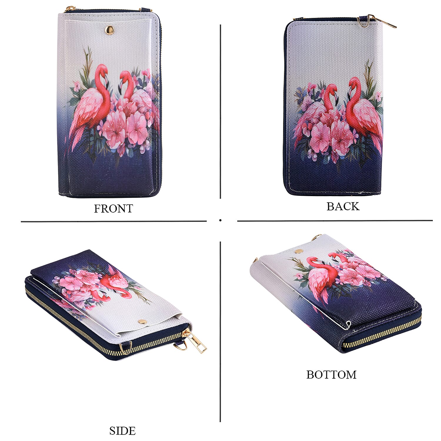 Set of 2 - Swan &amp; Flower Print RFID Blocking Tote Bag &amp; Cellphone Purse - Pink &amp; Multi 8479547 8