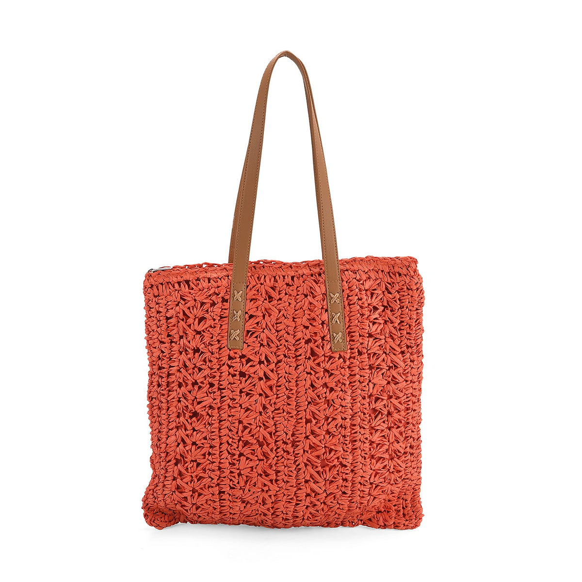 Patterned Tote Bag (Size 36x38x1 cm) - Orange &amp; Khaki V32645358 0