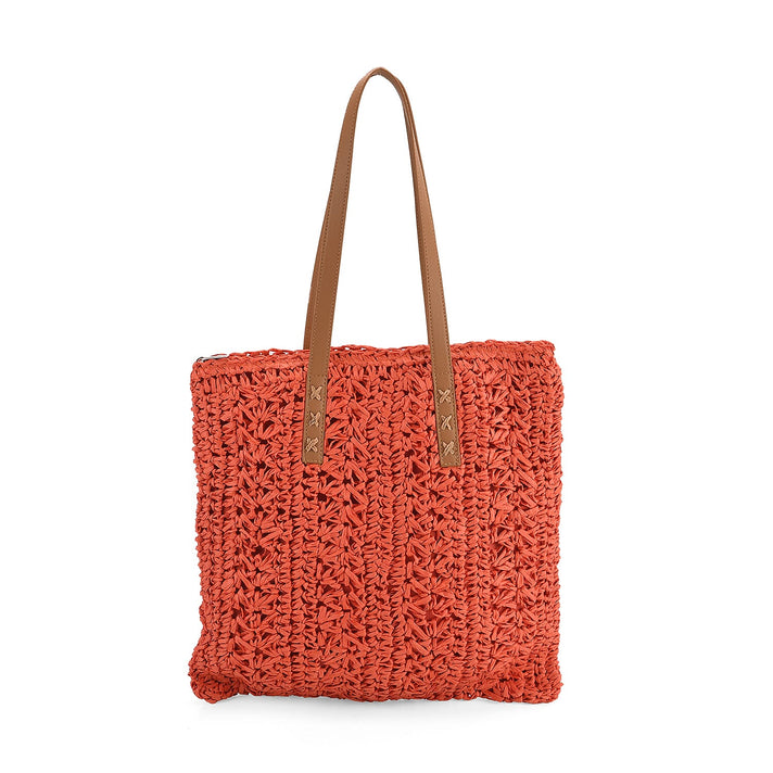 Patterned Tote Bag (Size 36x38x1 cm) - Orange &amp; Khaki V32649982 1