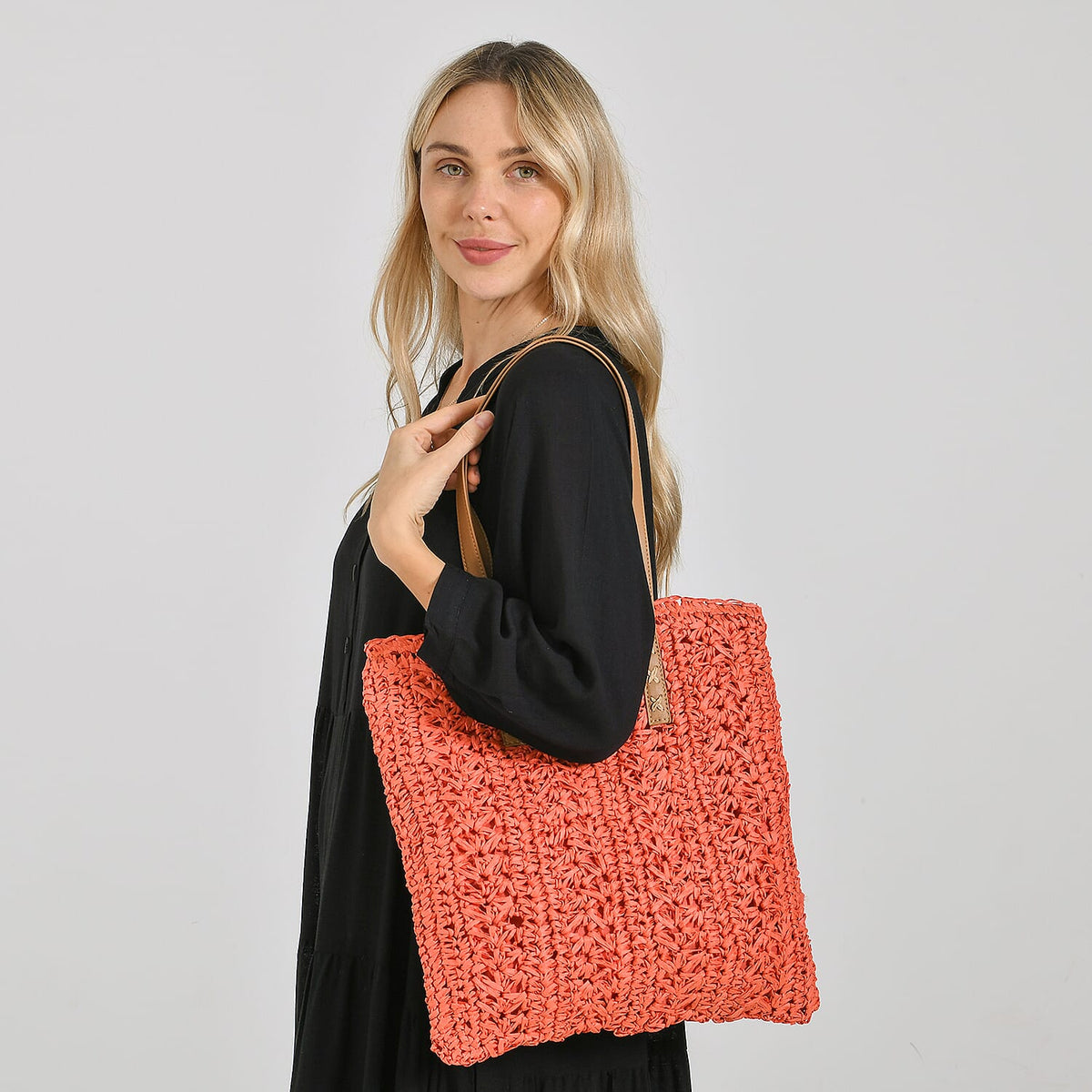 Patterned Tote Bag (Size 36x38x1 cm) - Orange &amp; Khaki V32645358 2