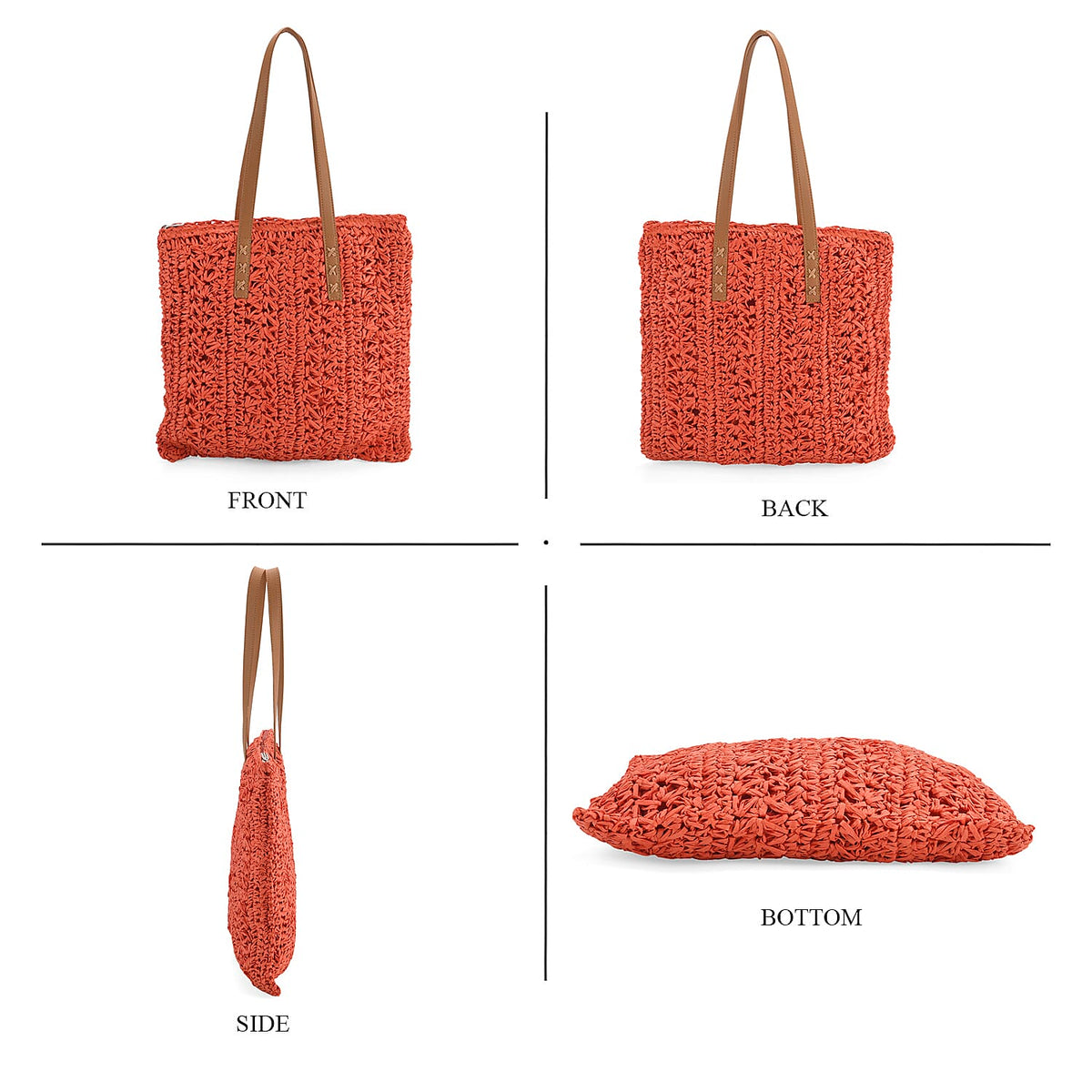 Patterned Tote Bag (Size 36x38x1 cm) - Orange &amp; Khaki V32645358 4