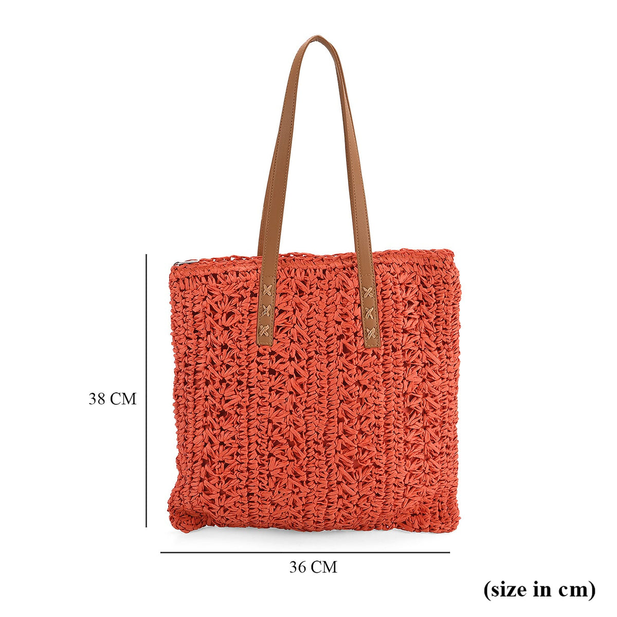 Patterned Tote Bag (Size 36x38x1 cm) - Orange &amp; Khaki V32645358 7
