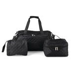 Designer Inspired-  3 Pcs Quilted Travel Bag Set - Black