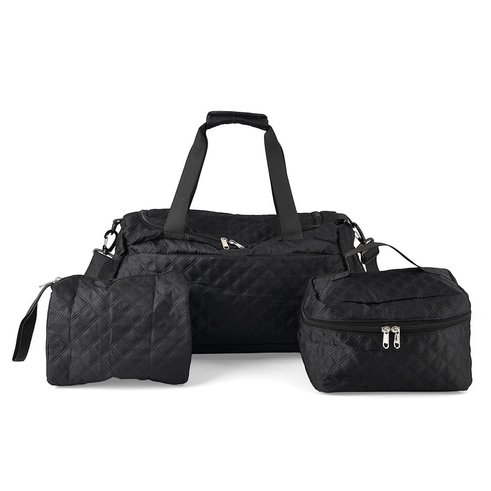 Designer Inspired-  3 Pcs Quilted Travel Bag Set - Black 8465880 1