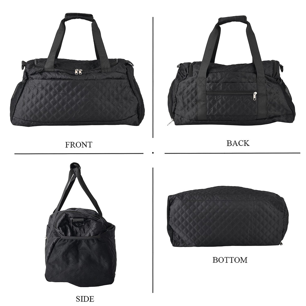 Designer Inspired-  3 Pcs Quilted Travel Bag Set - Black
