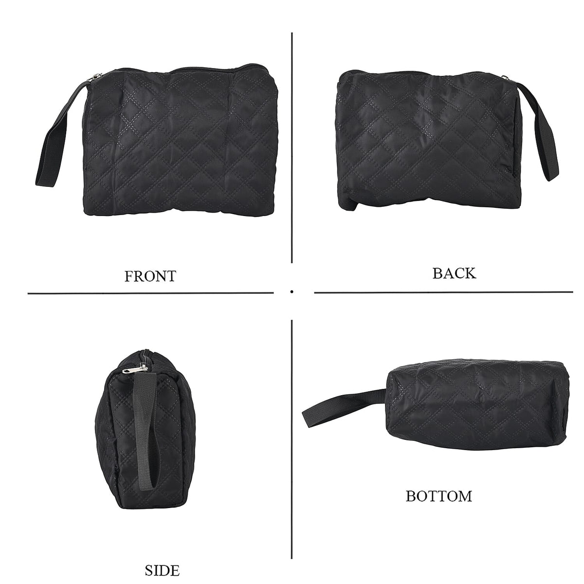 Designer Inspired-  3 Pcs Quilted Travel Bag Set - Black V32519022 3