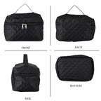 Designer Inspired-  3 Pcs Quilted Travel Bag Set - Black