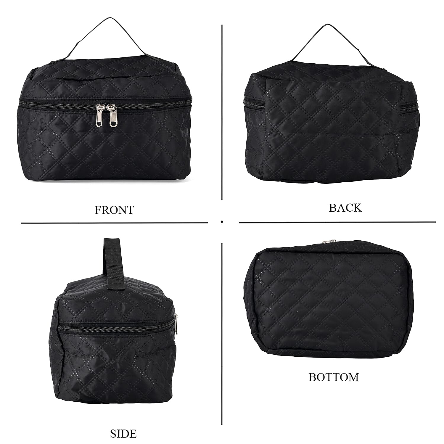 Designer Inspired-  3 Pcs Quilted Travel Bag Set - Black V32519022 4