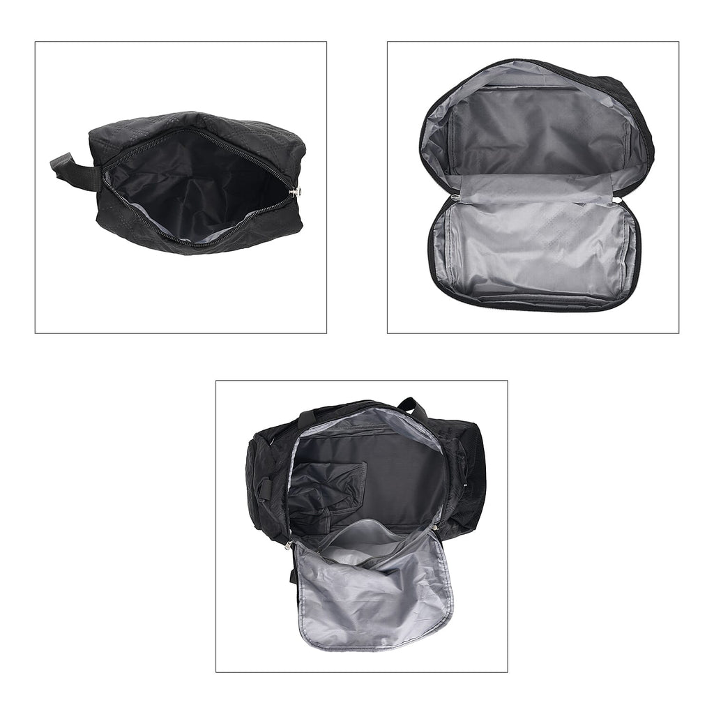 Designer Inspired-  3 Pcs Quilted Travel Bag Set - Black