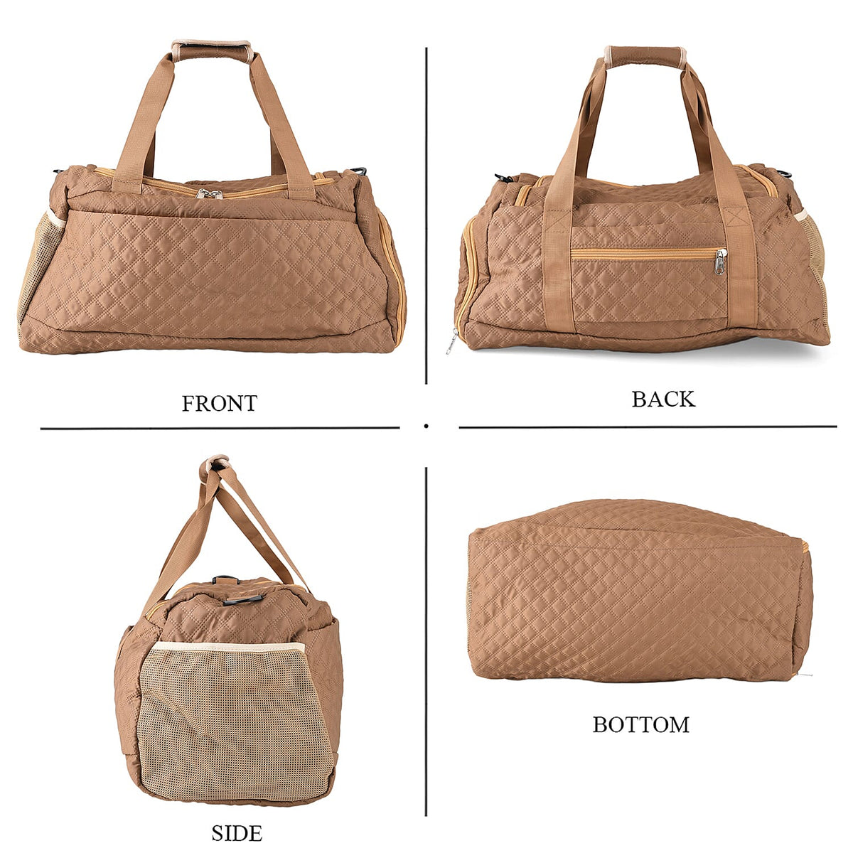 Designer Inspired-  3 Pcs Quilted Travel Bag Set - Brown V32514197 2