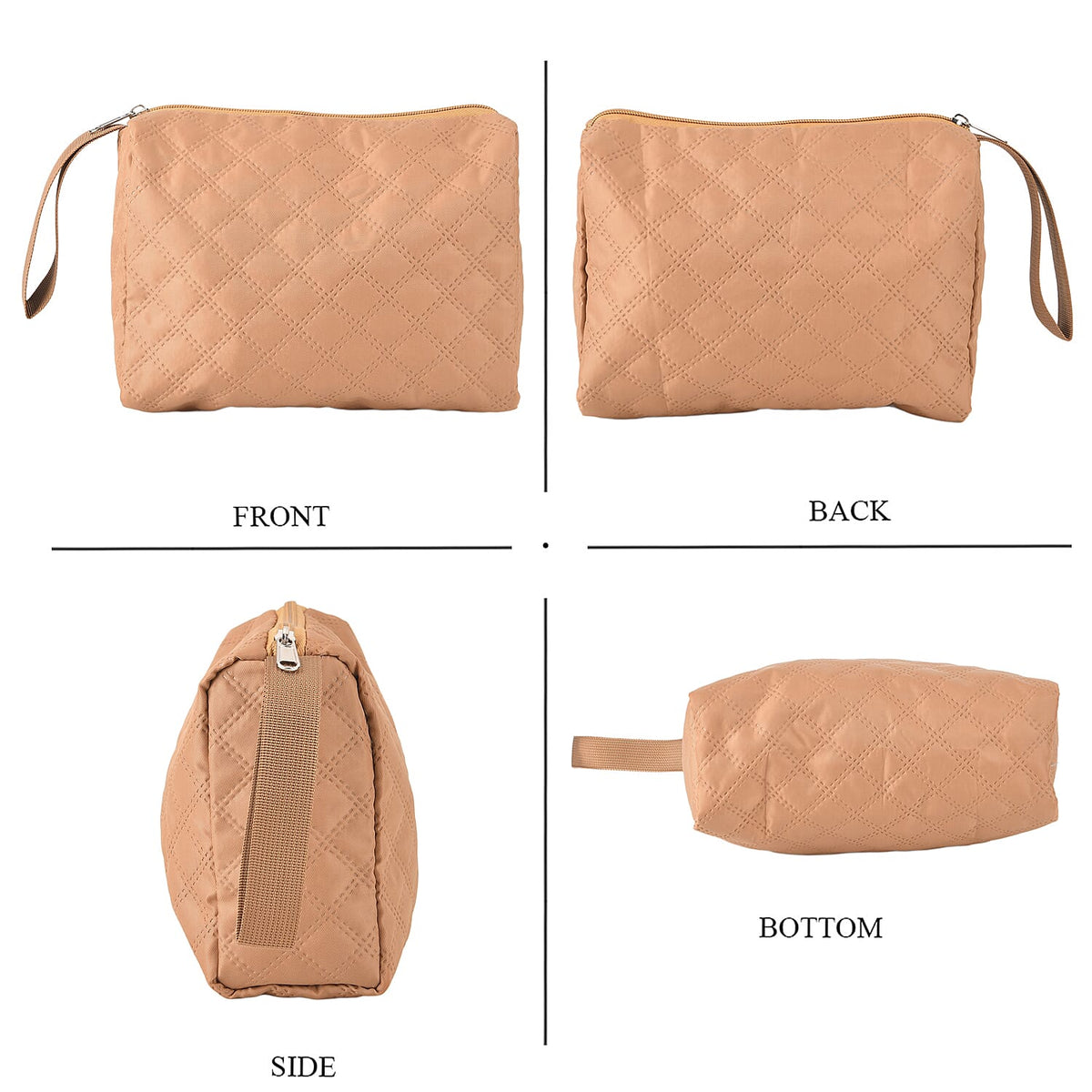 Designer Inspired-  3 Pcs Quilted Travel Bag Set - Brown V32514197 3