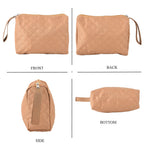 Designer Inspired-  3 Pcs Quilted Travel Bag Set - Brown