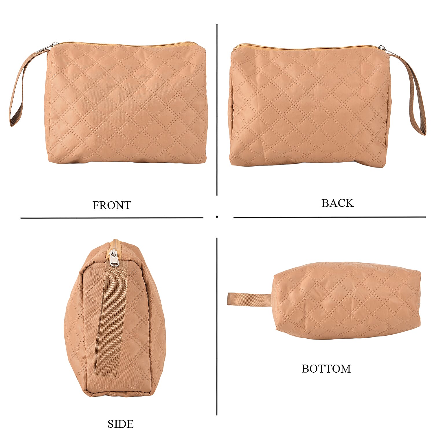 Designer Inspired-  3 Pcs Quilted Travel Bag Set - Brown V32514197 3