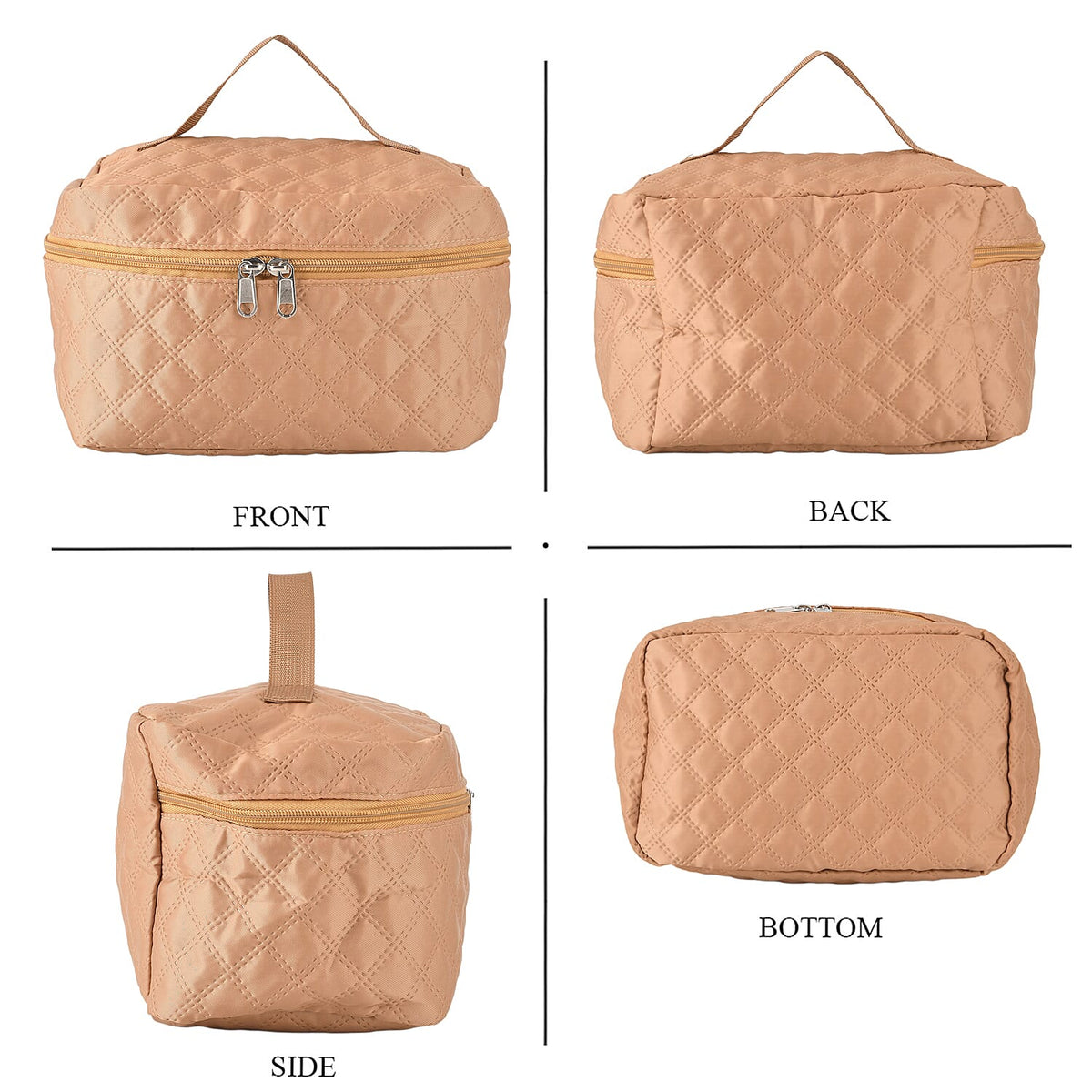 Designer Inspired-  3 Pcs Quilted Travel Bag Set - Brown V32514197 4