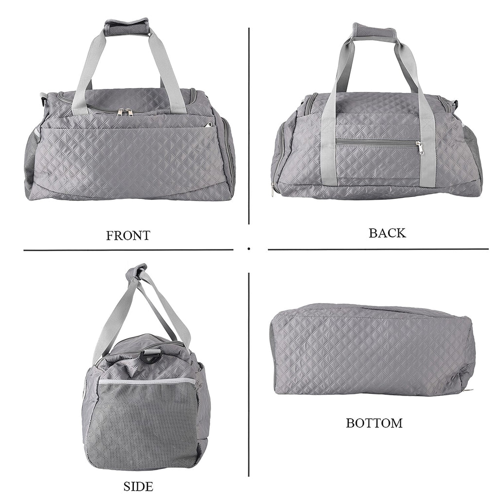 Designer Inspired-  3 Pcs Quilted Travel Bag Set - Grey